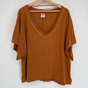 Free People Women's V-Neck Brown Top We the Free